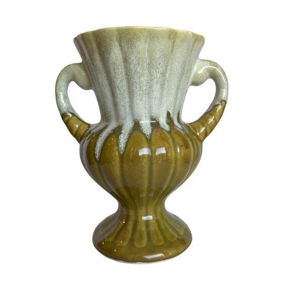 Vintage Urn Drip Glaze in Green Tones Planter 9.5 Inches - Picture 1 of 9